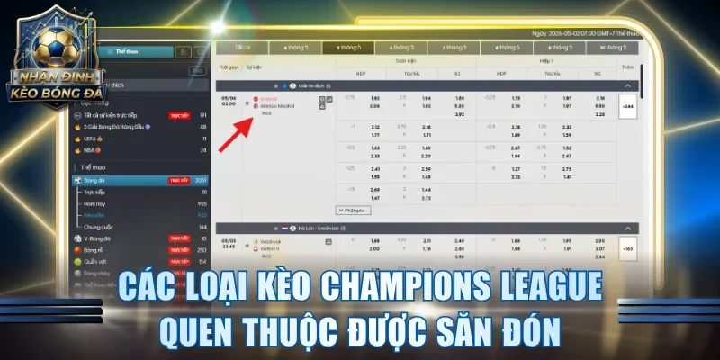 Các loại kèo Champions League quen thuộc được săn đón