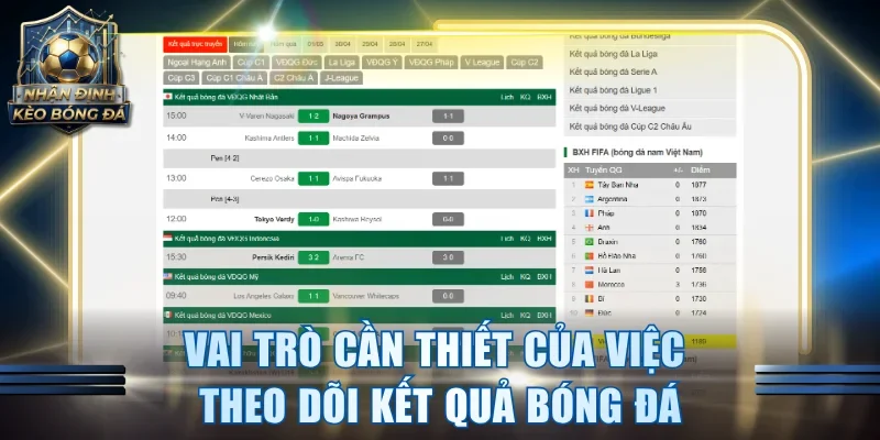 Vai trò cần thiết của việc theo dõi kết quả bóng đá